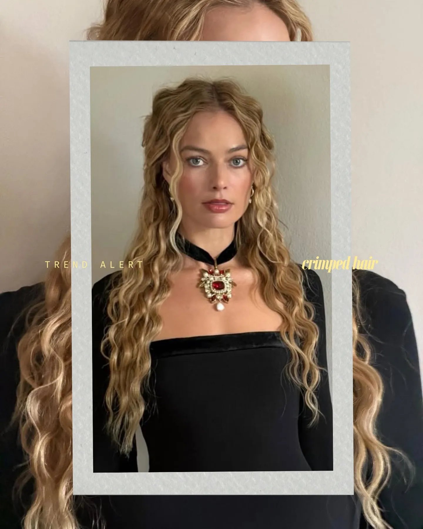 Long hair with defined crimped sections