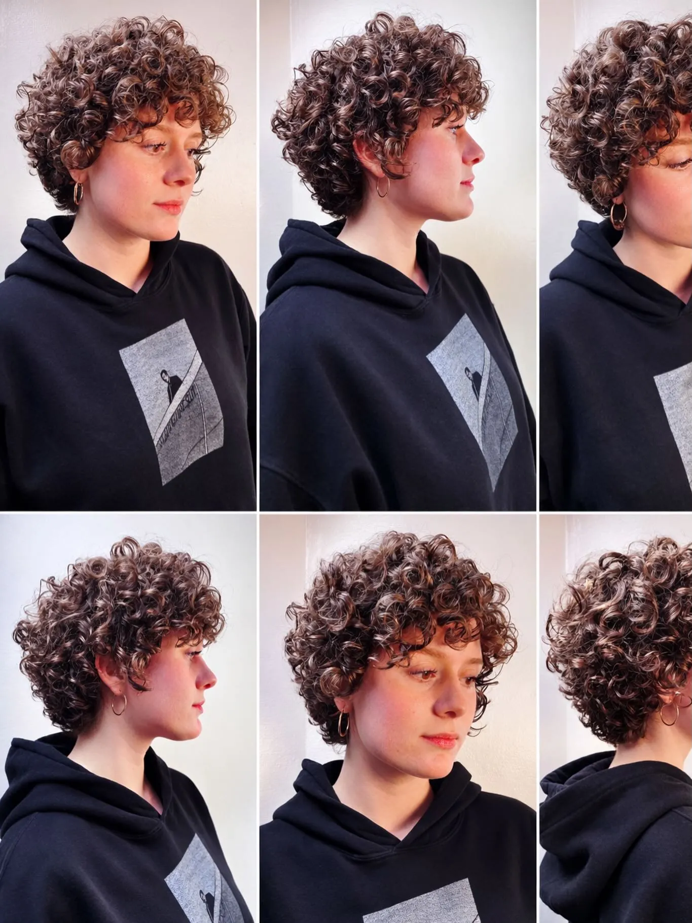 Layered ringlet bixie with rounded shape and curly fringe