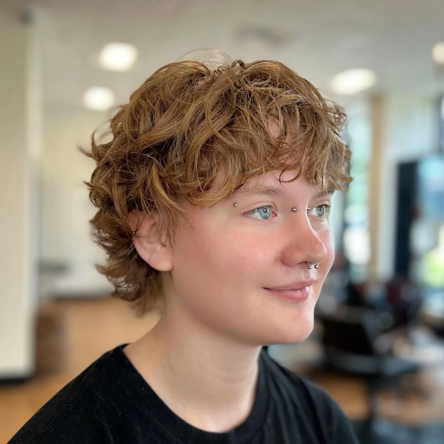 Shaggy wavy bixie with wispy fringe and flicked ends