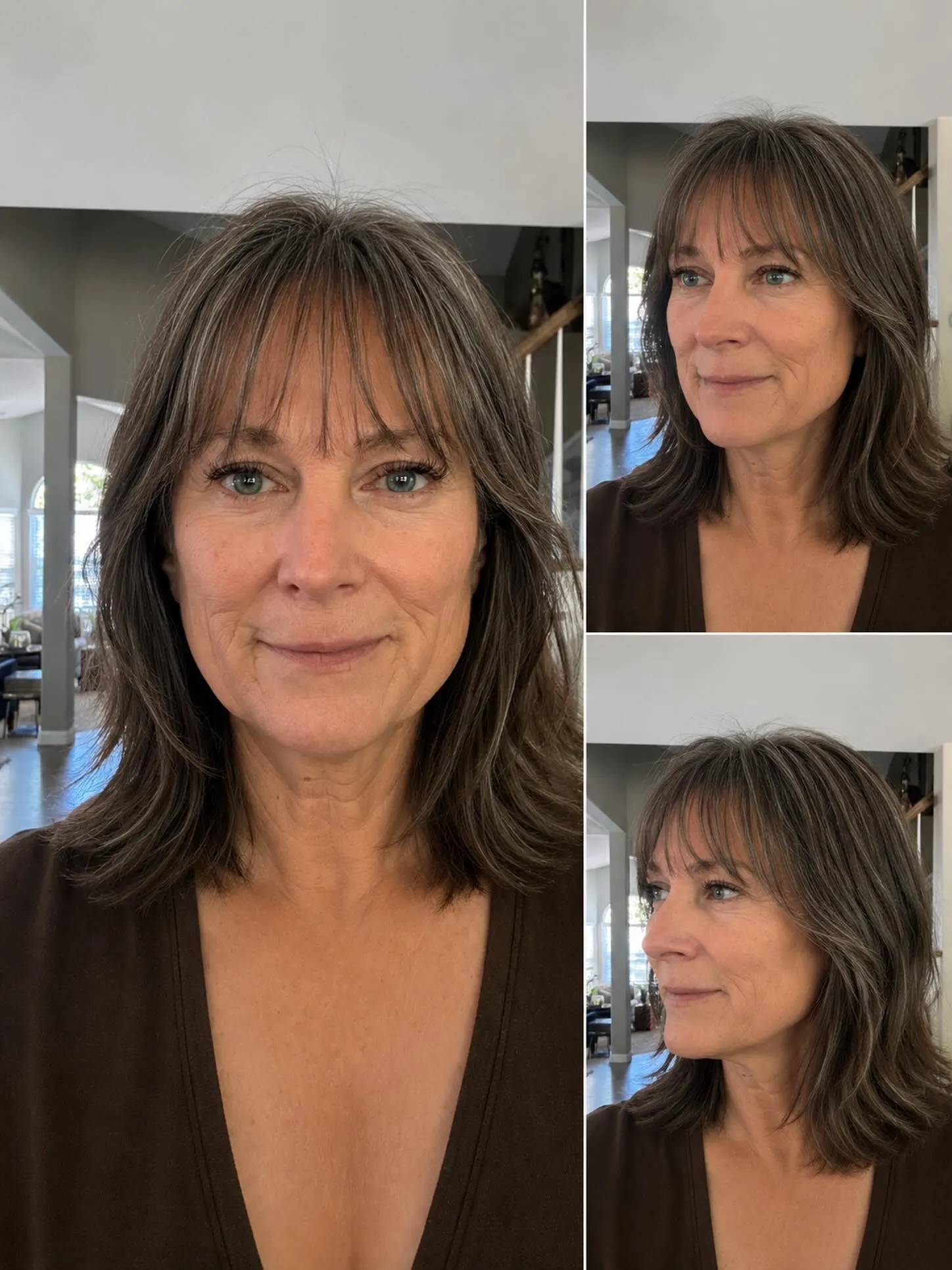 shoulder length curtain bangs