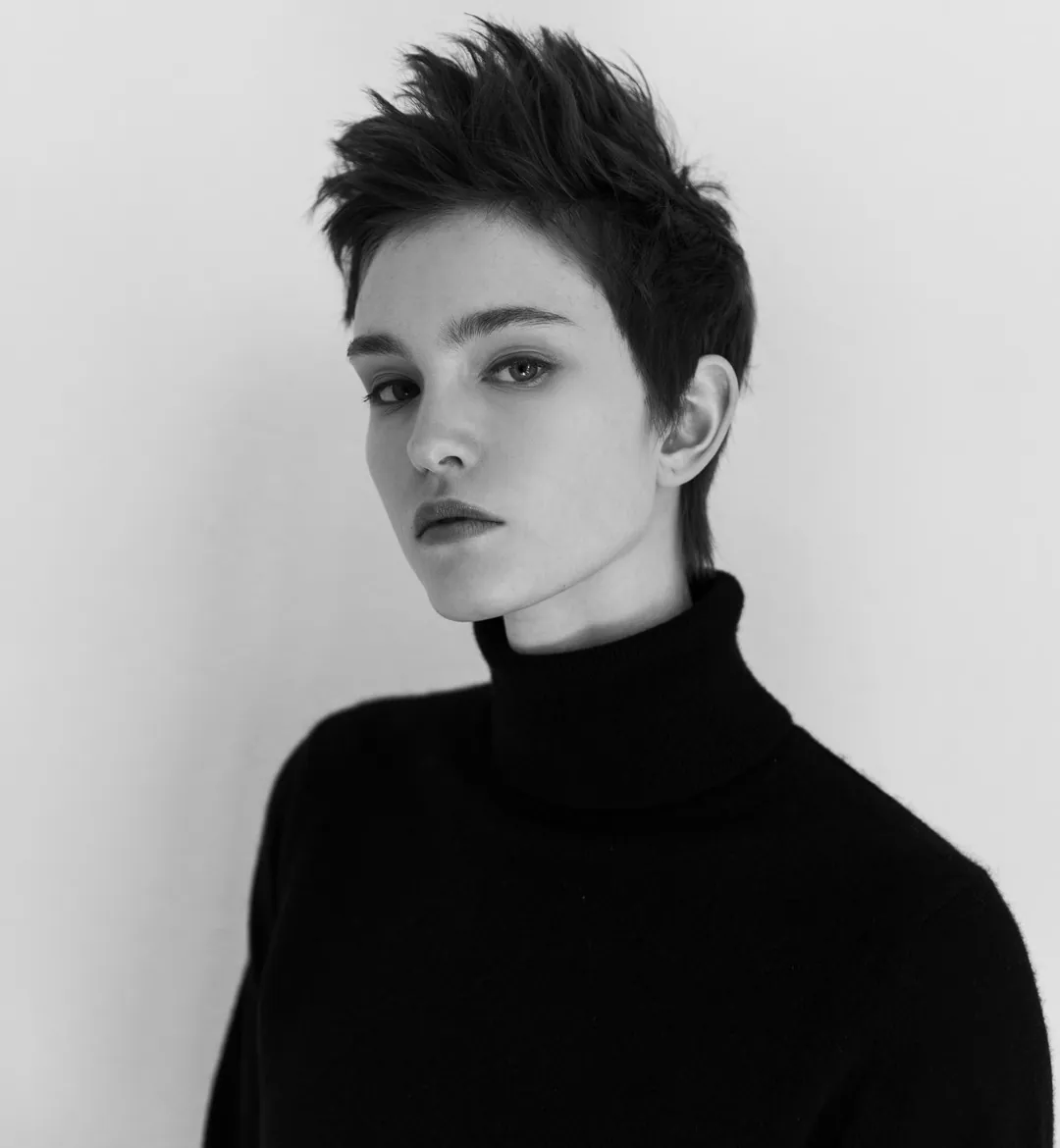 Short textured pixie with curved tapered sides