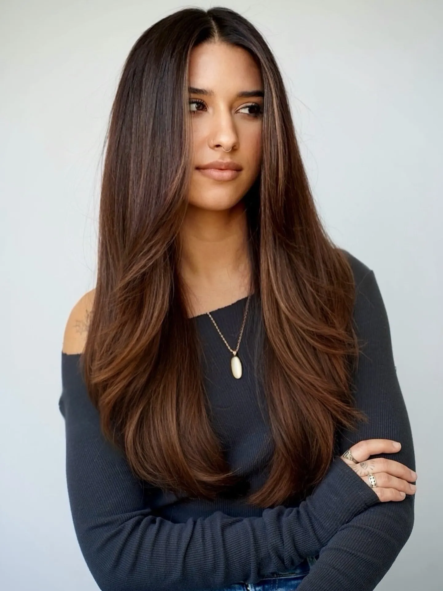 soft brunette shag