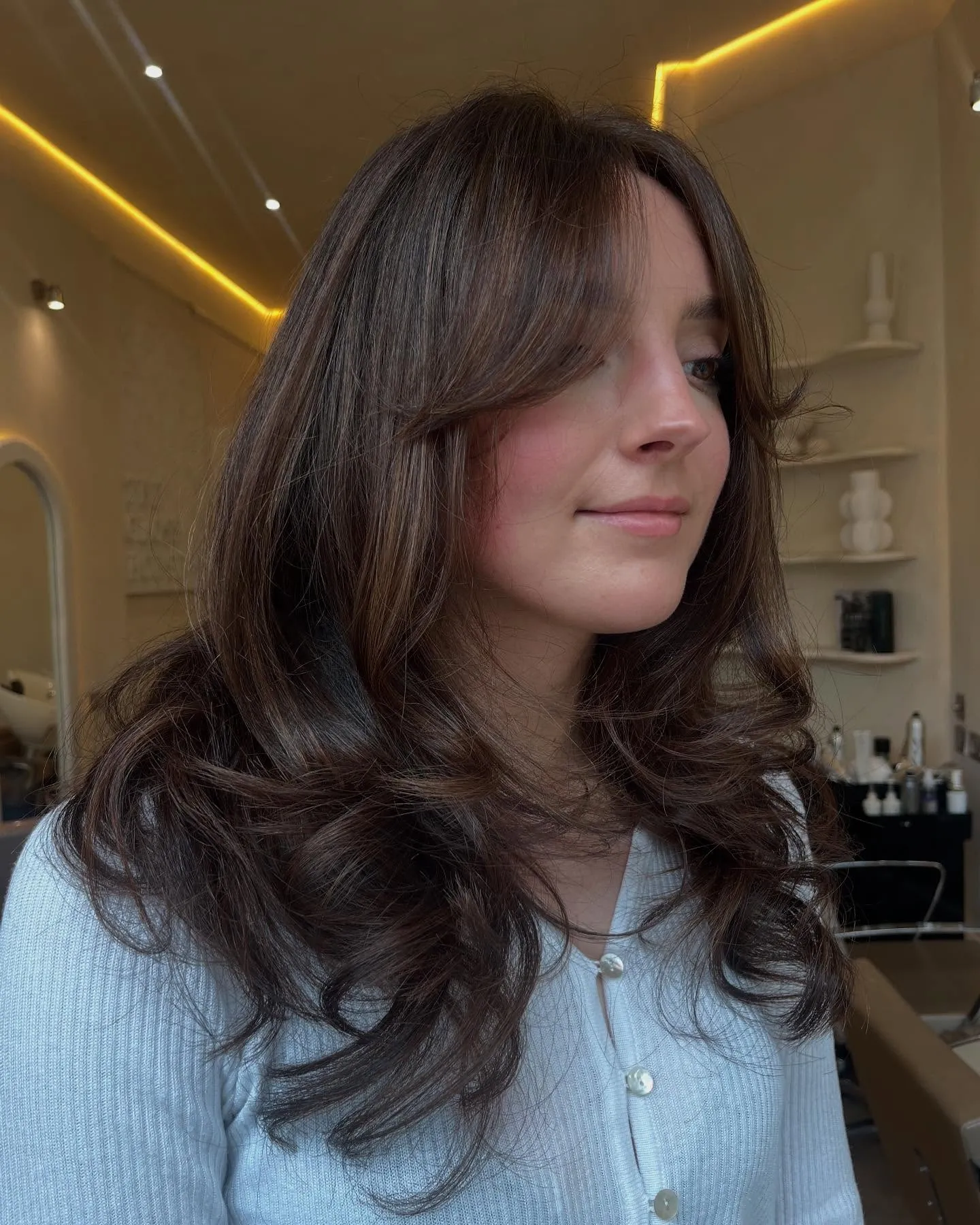 face framing brunette layers