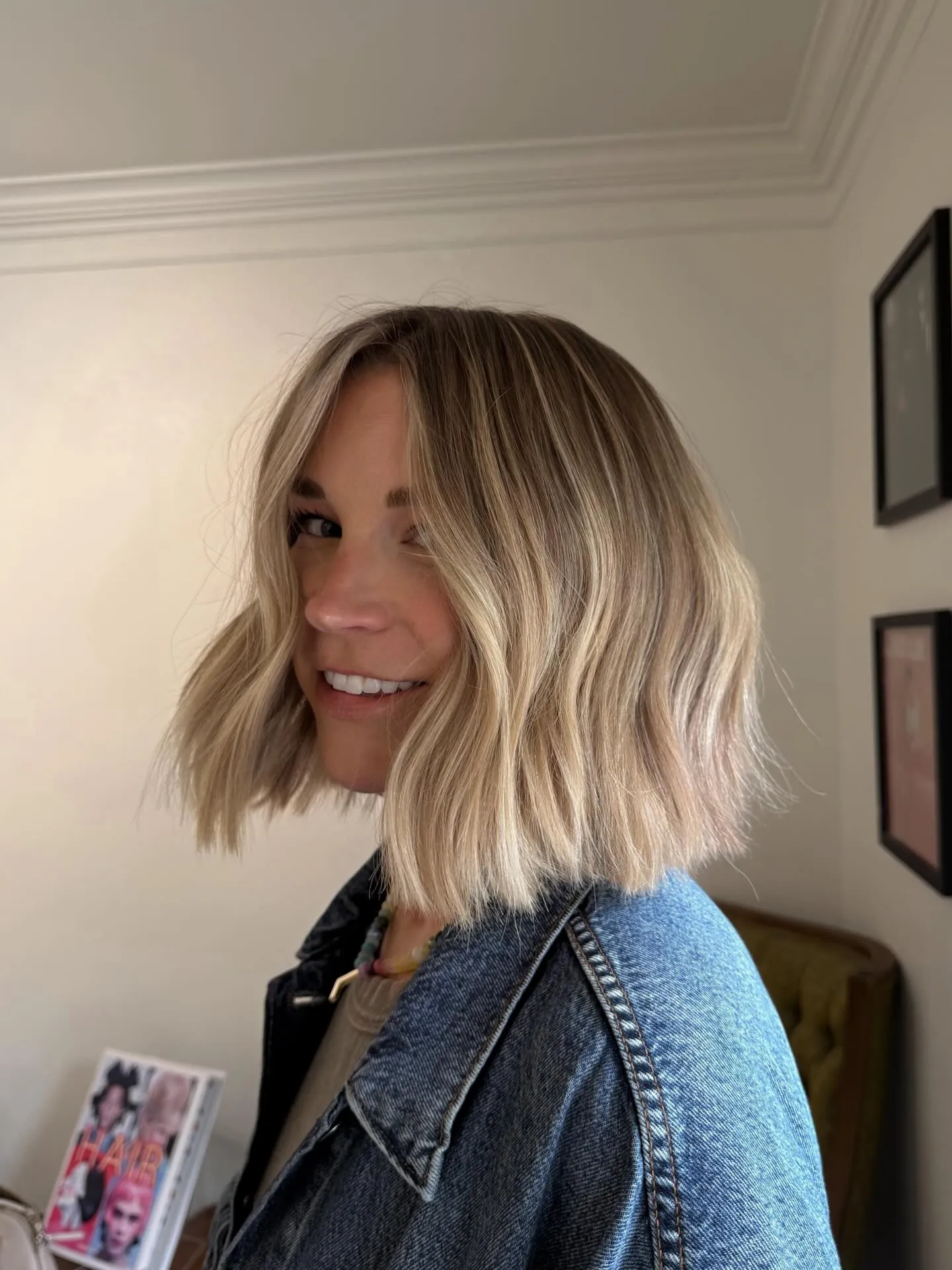 Beachy blonde lob with loose textured waves