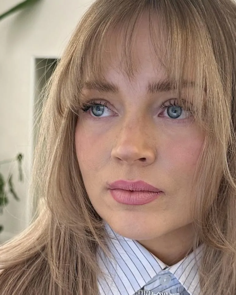 Soft Blonde Wisps with light French-inspired fringe