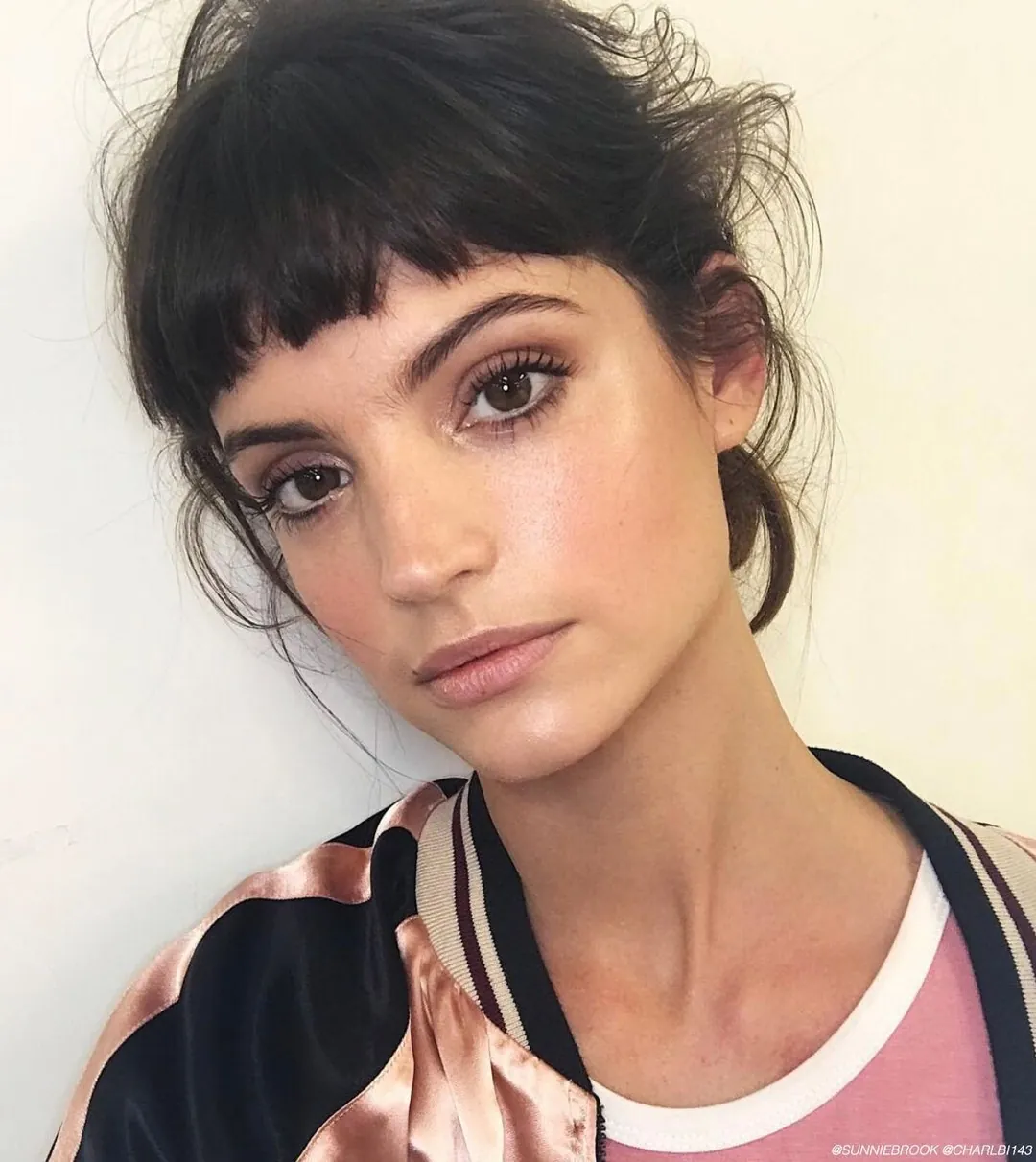 Micro Bangs Updo with light French-inspired fringe