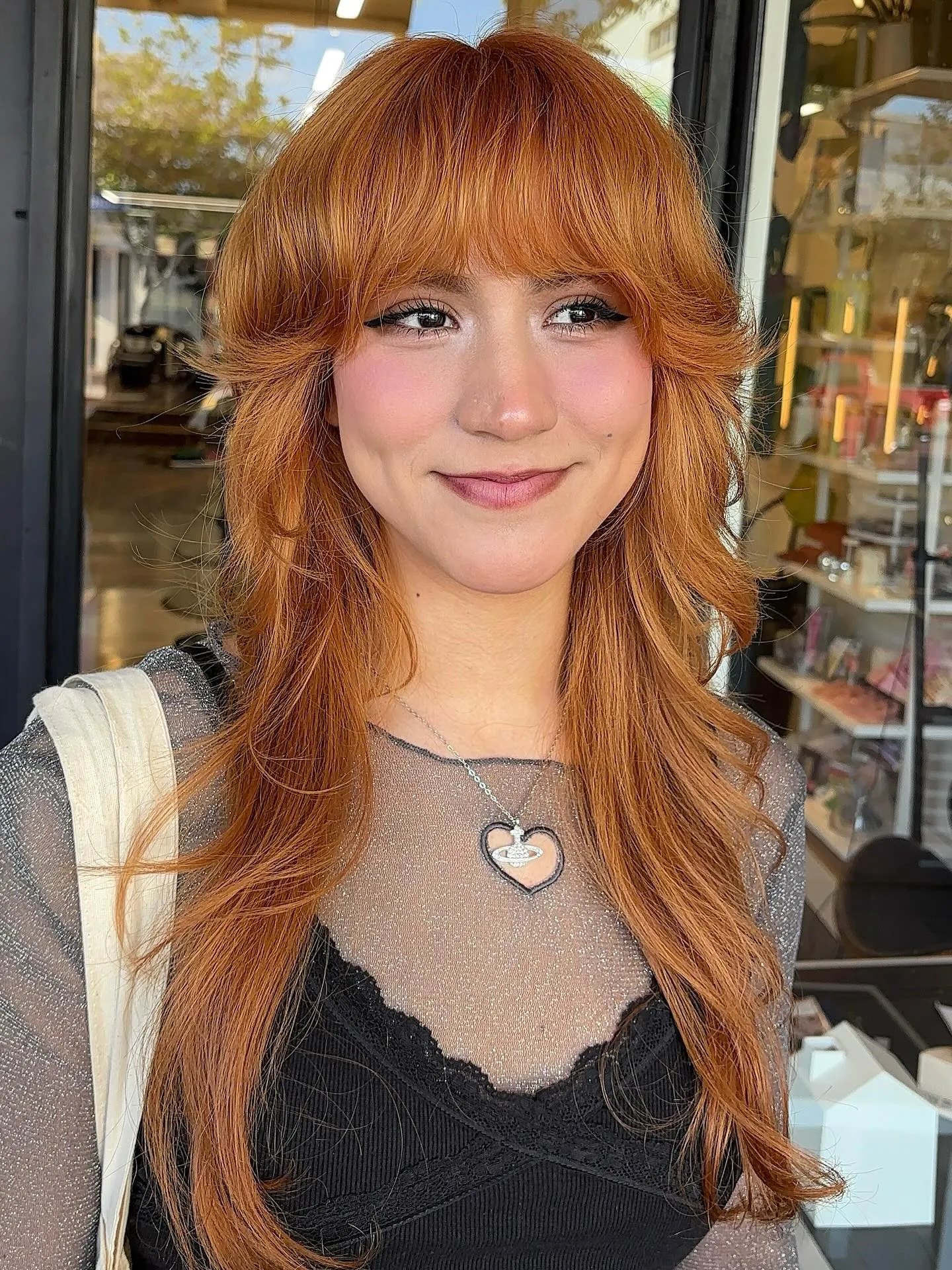Copper Wispy Bangs with light French-inspired fringe