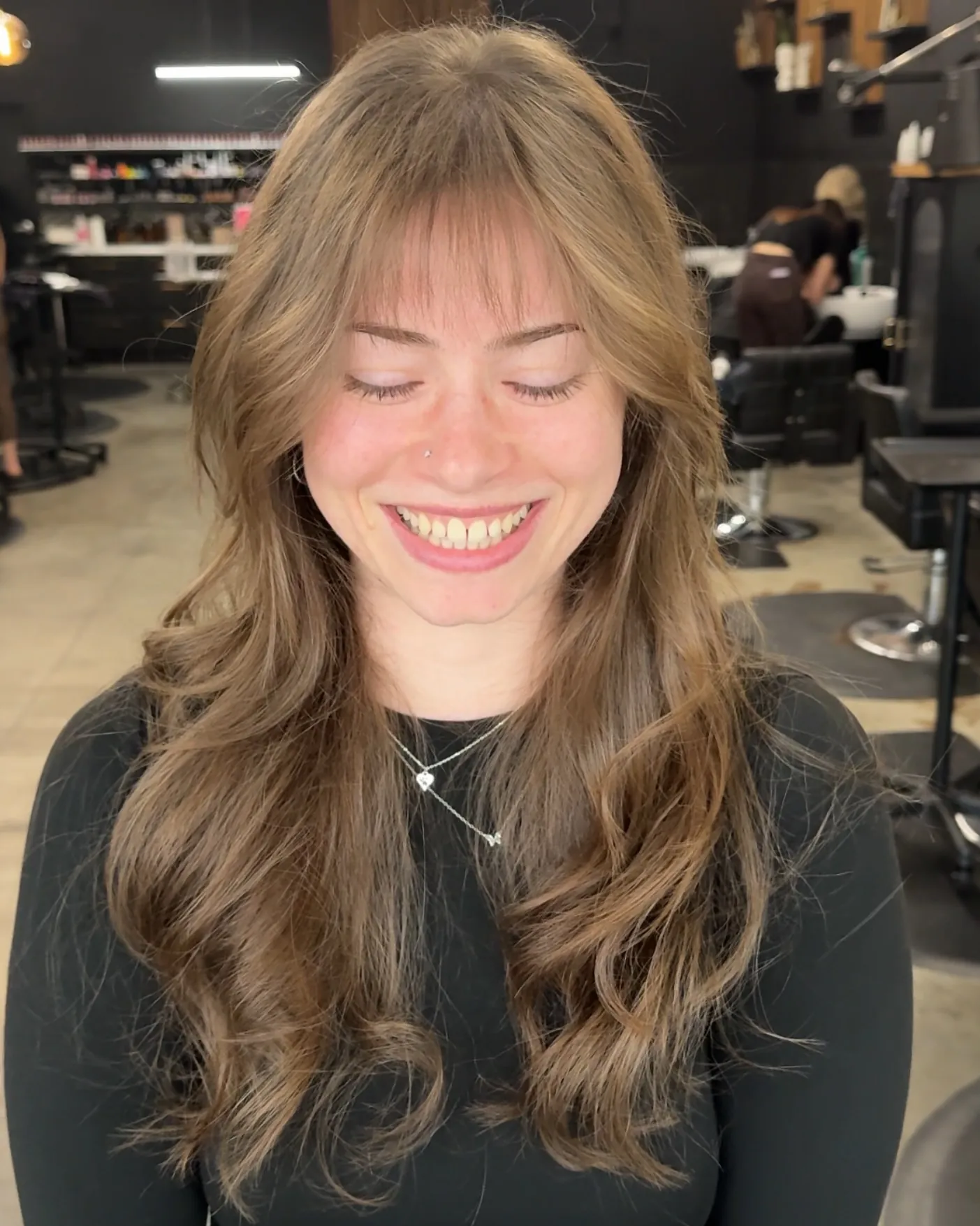 Long Layered Fringe with light French-inspired fringe