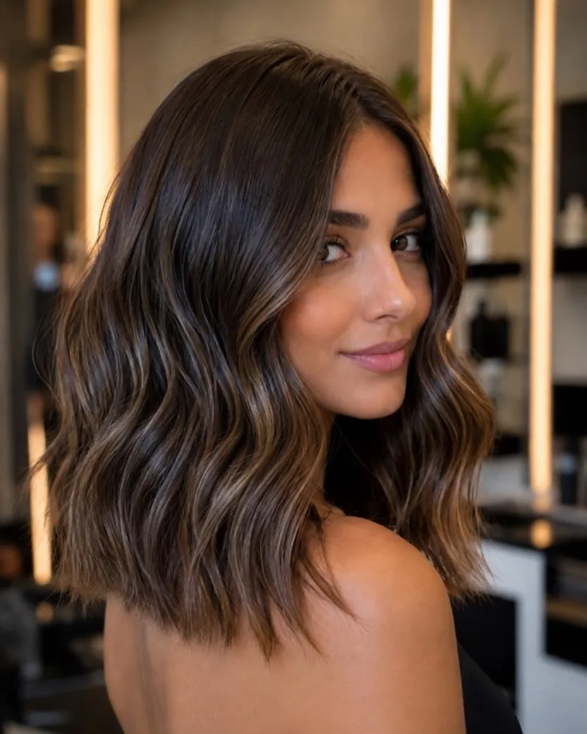 Glossy Brunette Lob