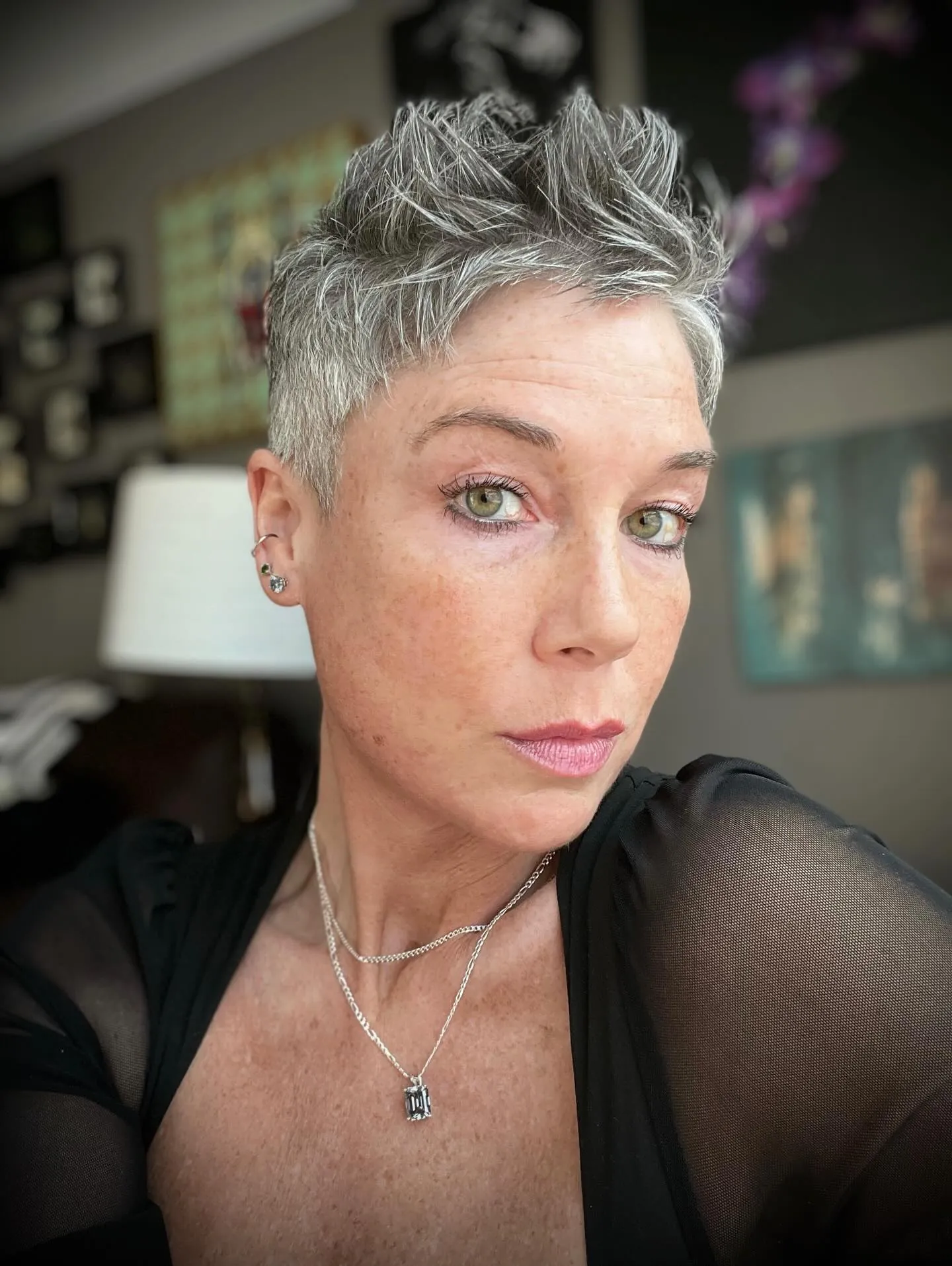Spiky Silver Pixie in gray and silver hair