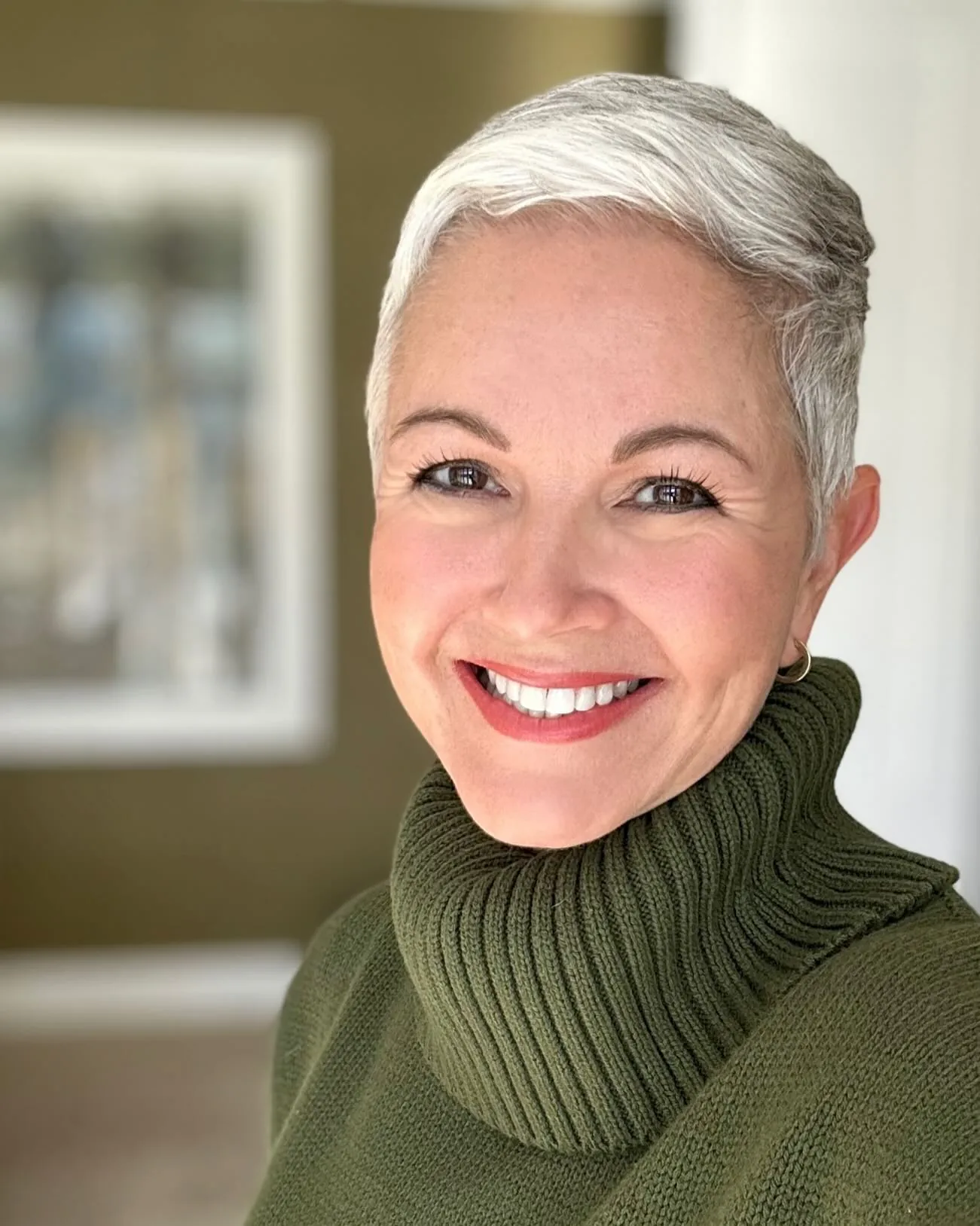 Sleek White Pixie in gray and silver hair