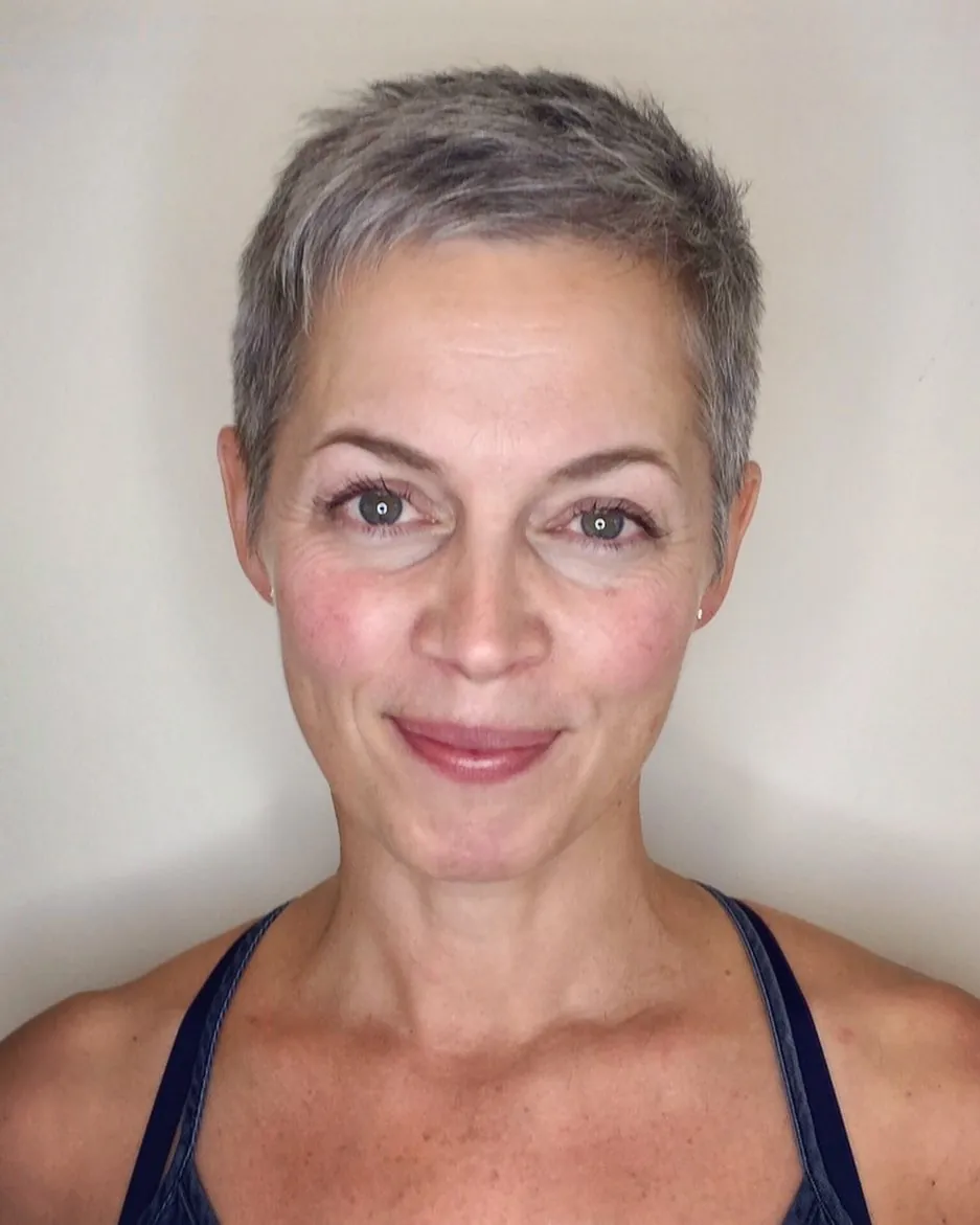 Ultra-Short Gray Crop in gray and silver hair