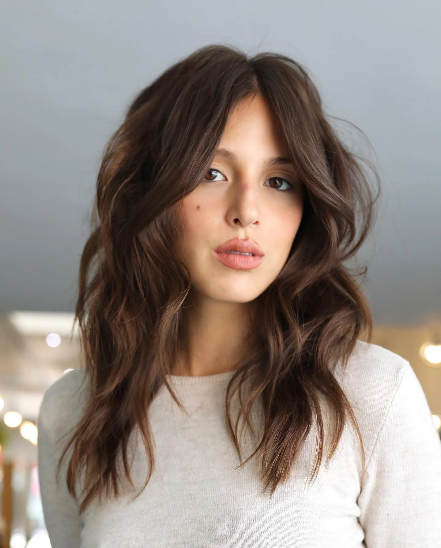 airy midlength layers haircut