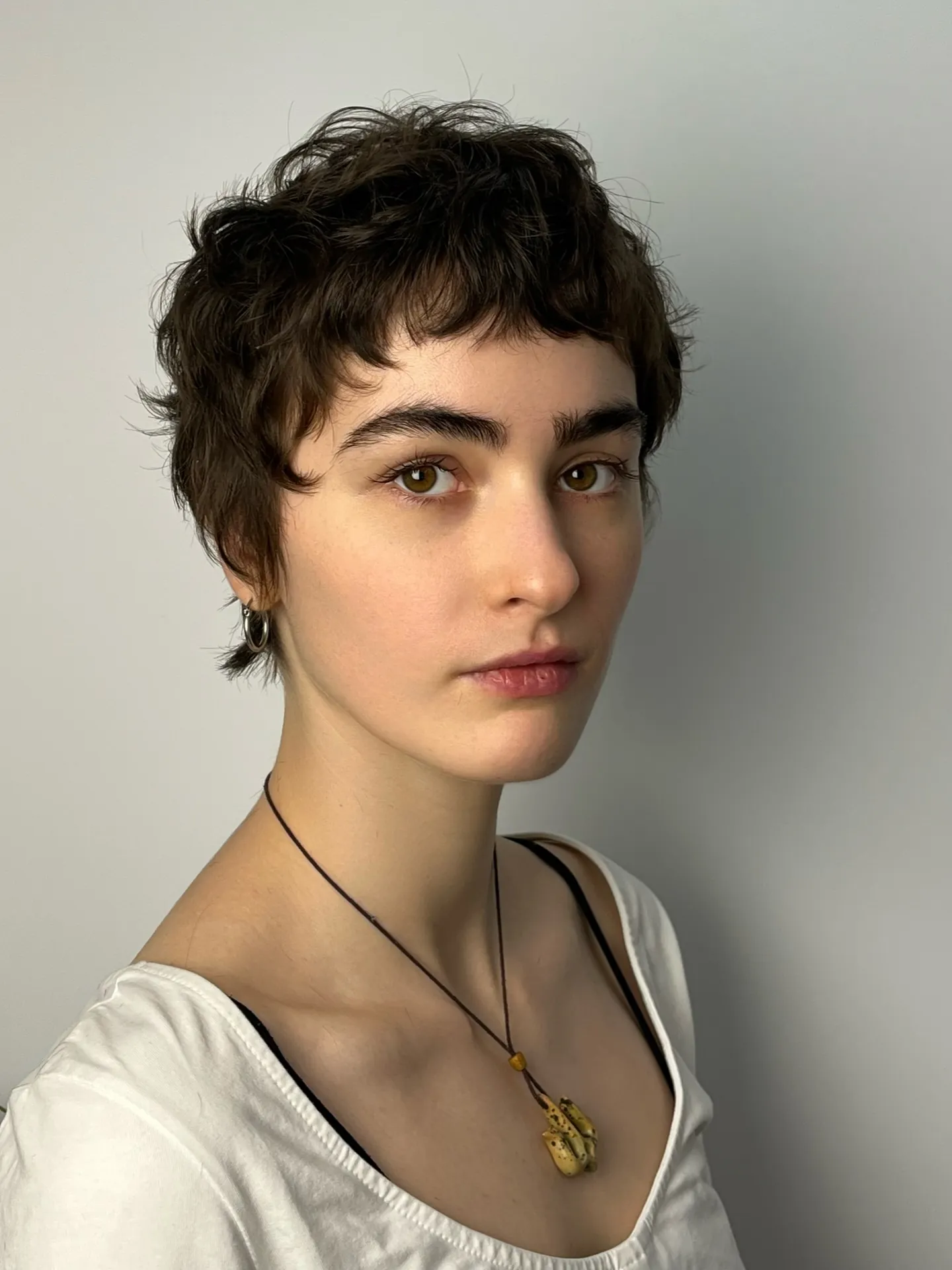 Textured micro pixie with short choppy fringe