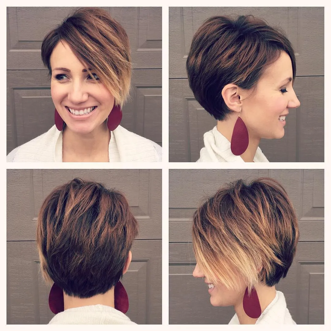 Asymmetrical pixie bob with a longer front