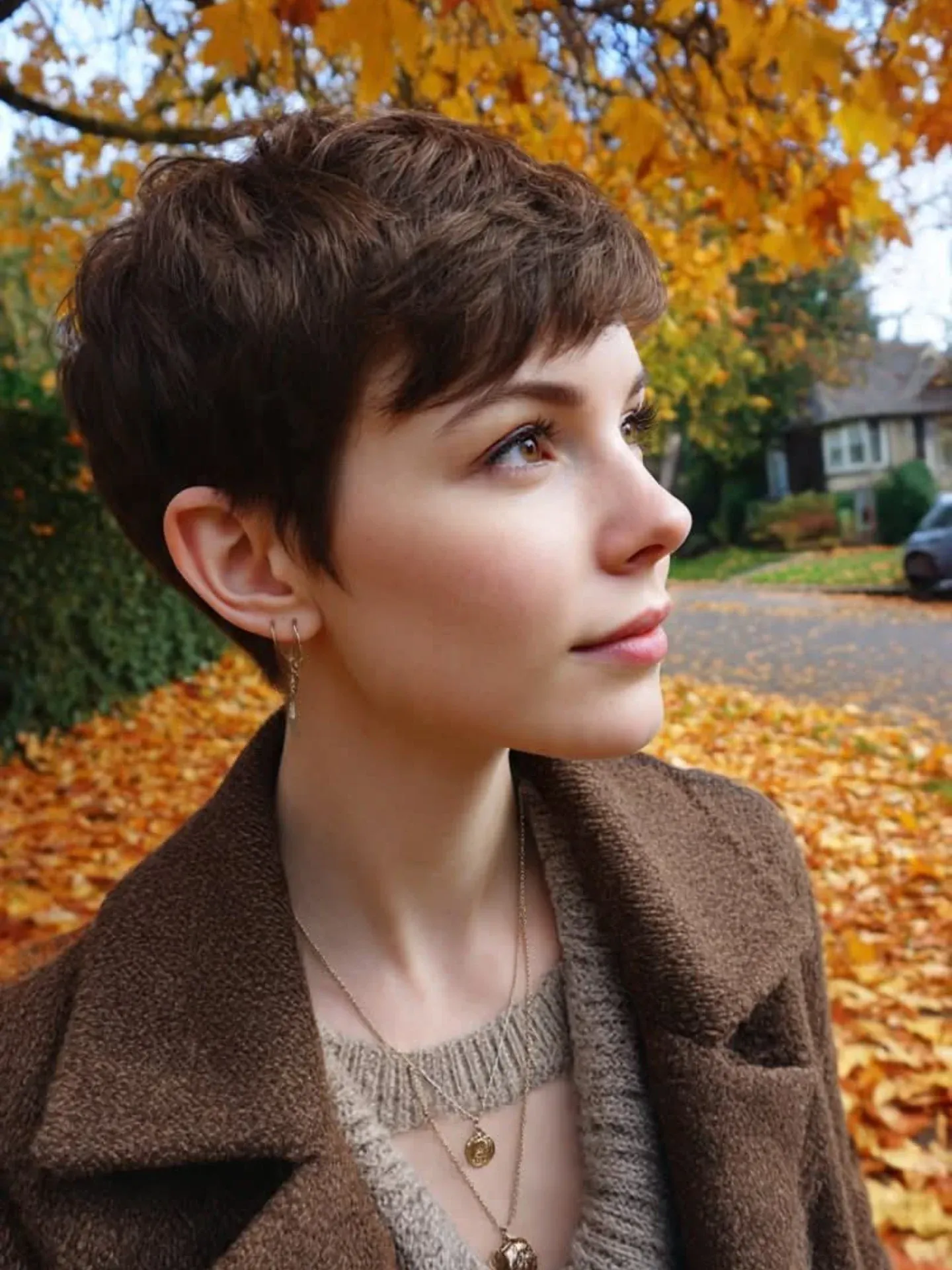 Textured tapered pixie with a longer top