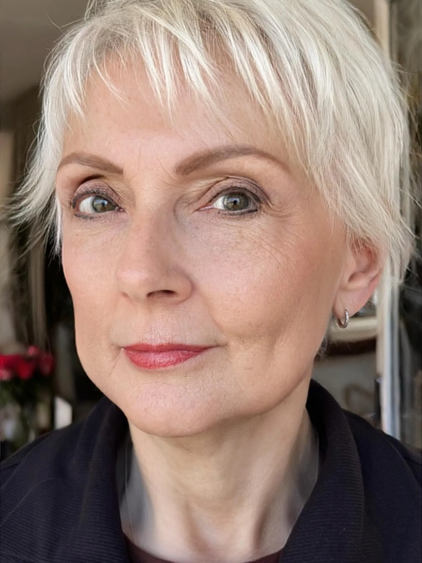 Wispy white pixie with light side fringe
