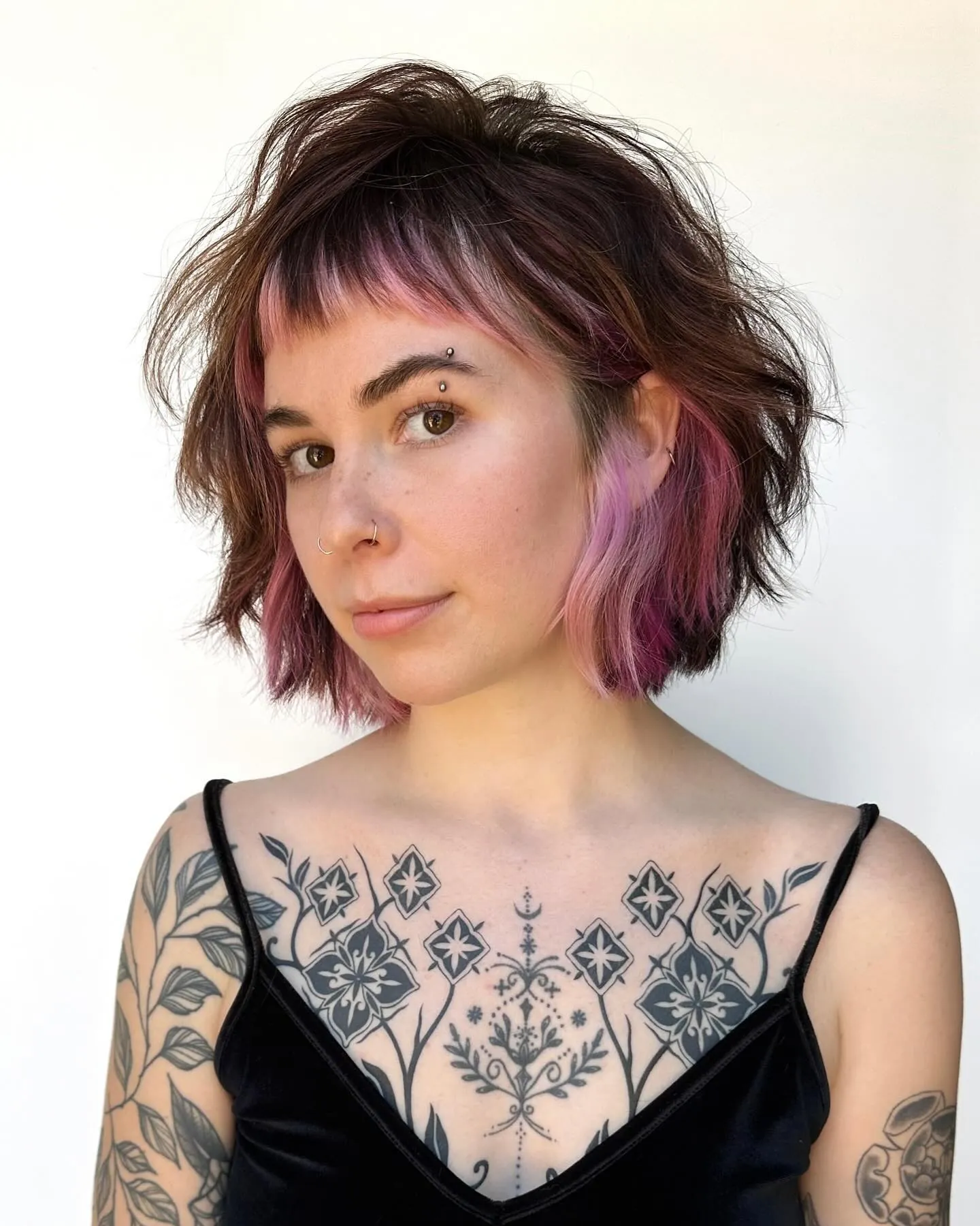 choppy coloured bob haircut