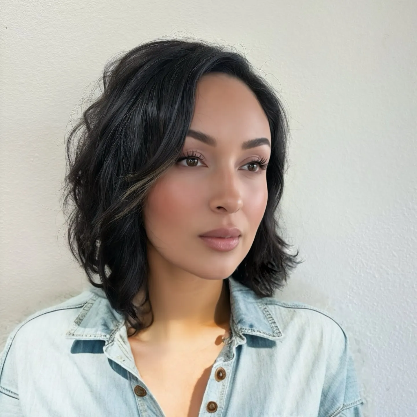 wavy shoulder bob haircut