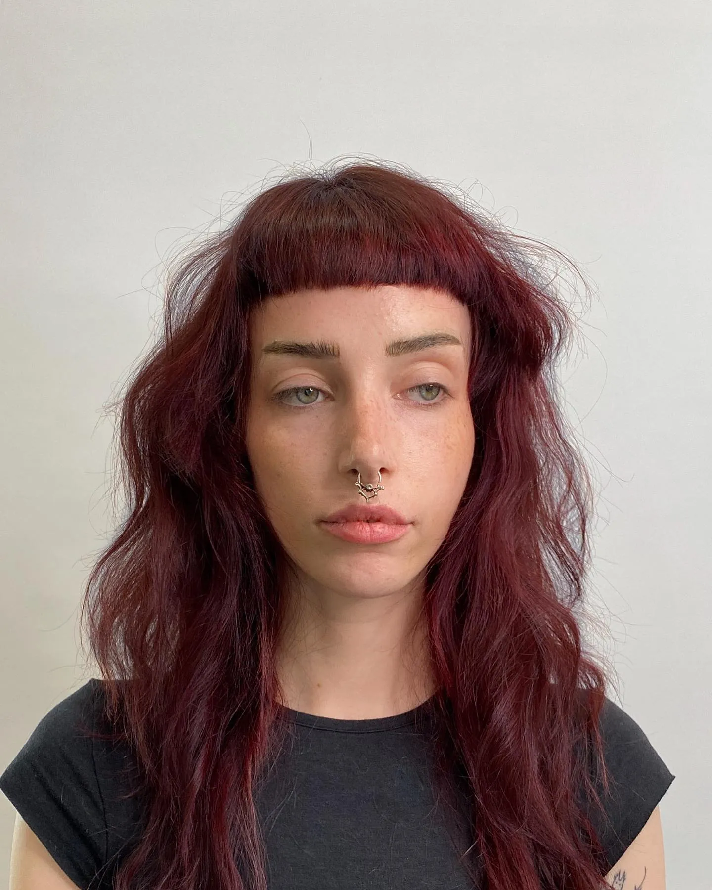 Wavy Mahogany Shag showing mahogany hair colour