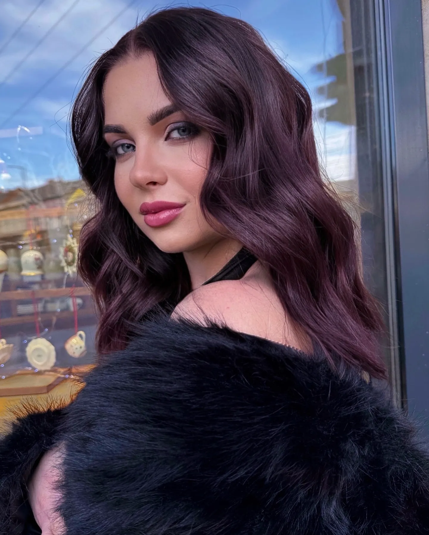 Deep Mahogany Waves showing mahogany hair colour