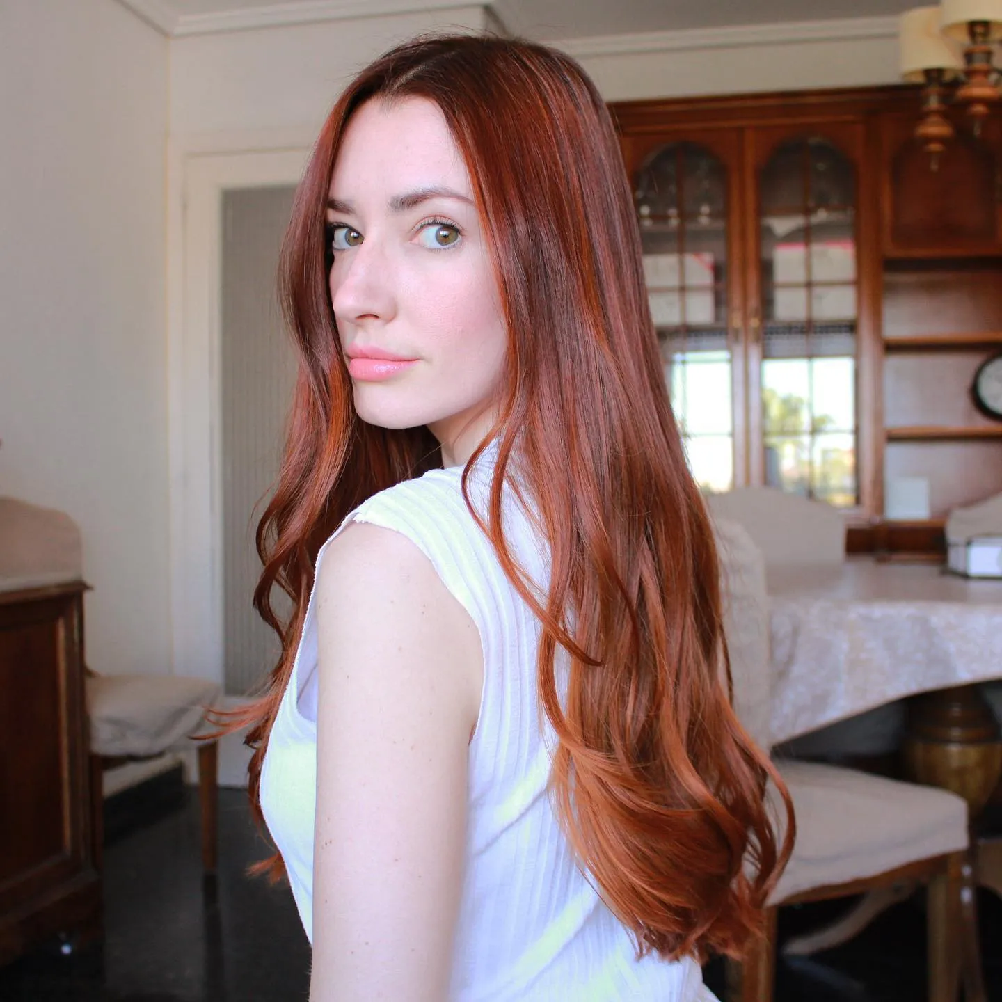 Long Copper-Mahogany Hair showing mahogany hair colour