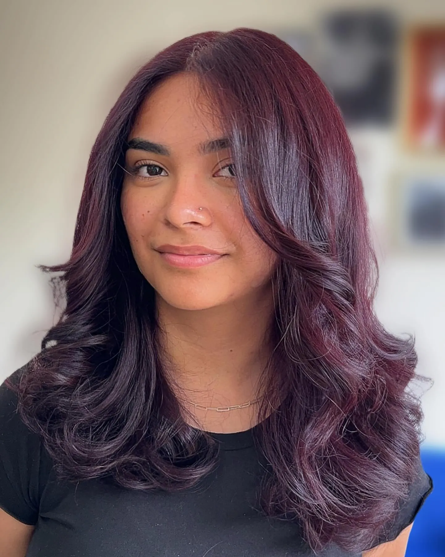 Plum Maroon Waves showing maroon hair colour