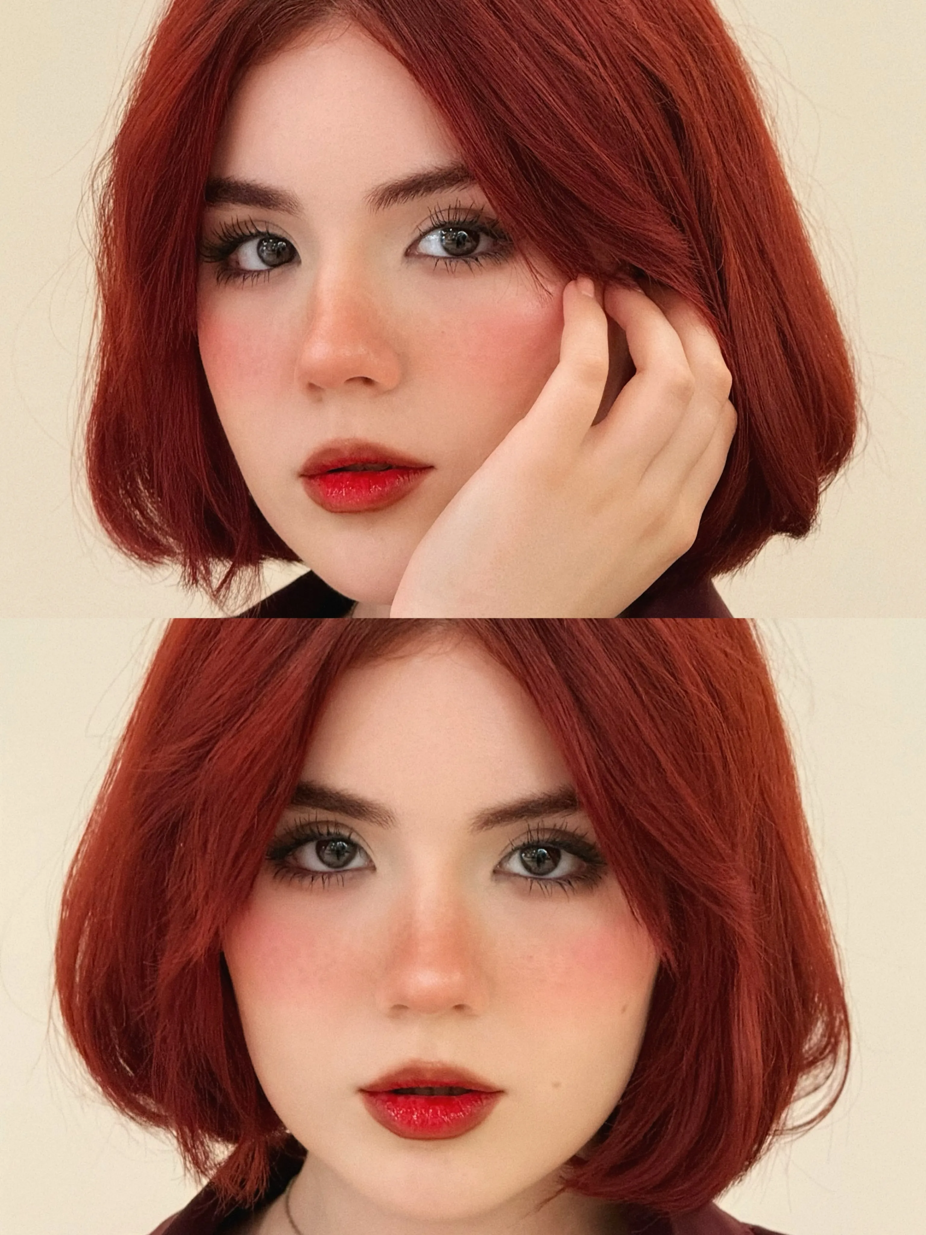 Copper Maroon Bob showing maroon hair colour