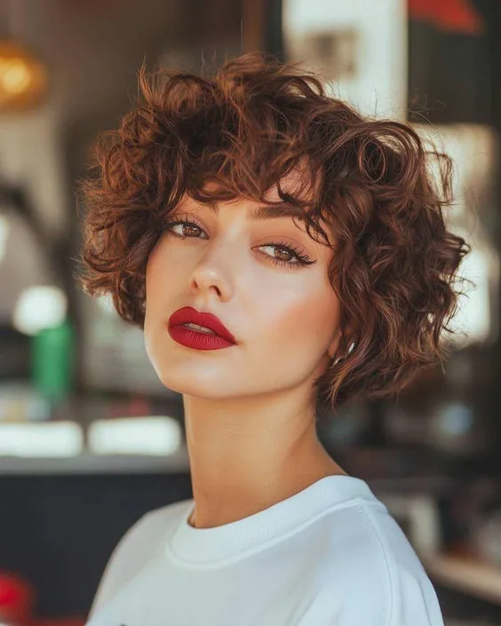 curly textured bob haircut