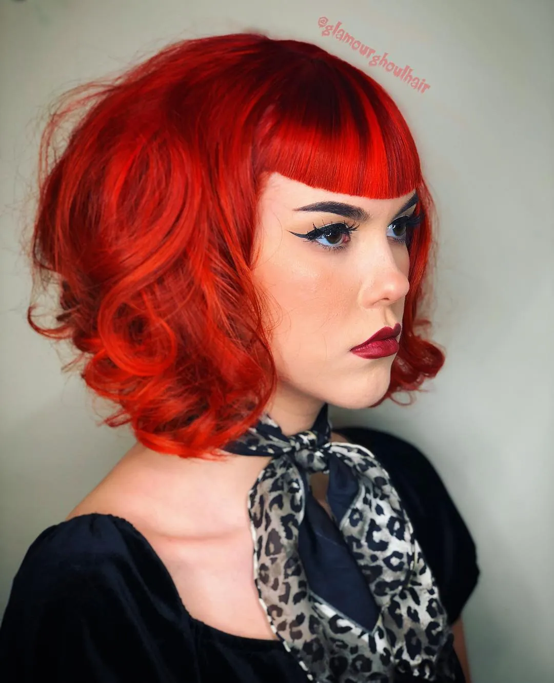 Red Pin Curl Bob