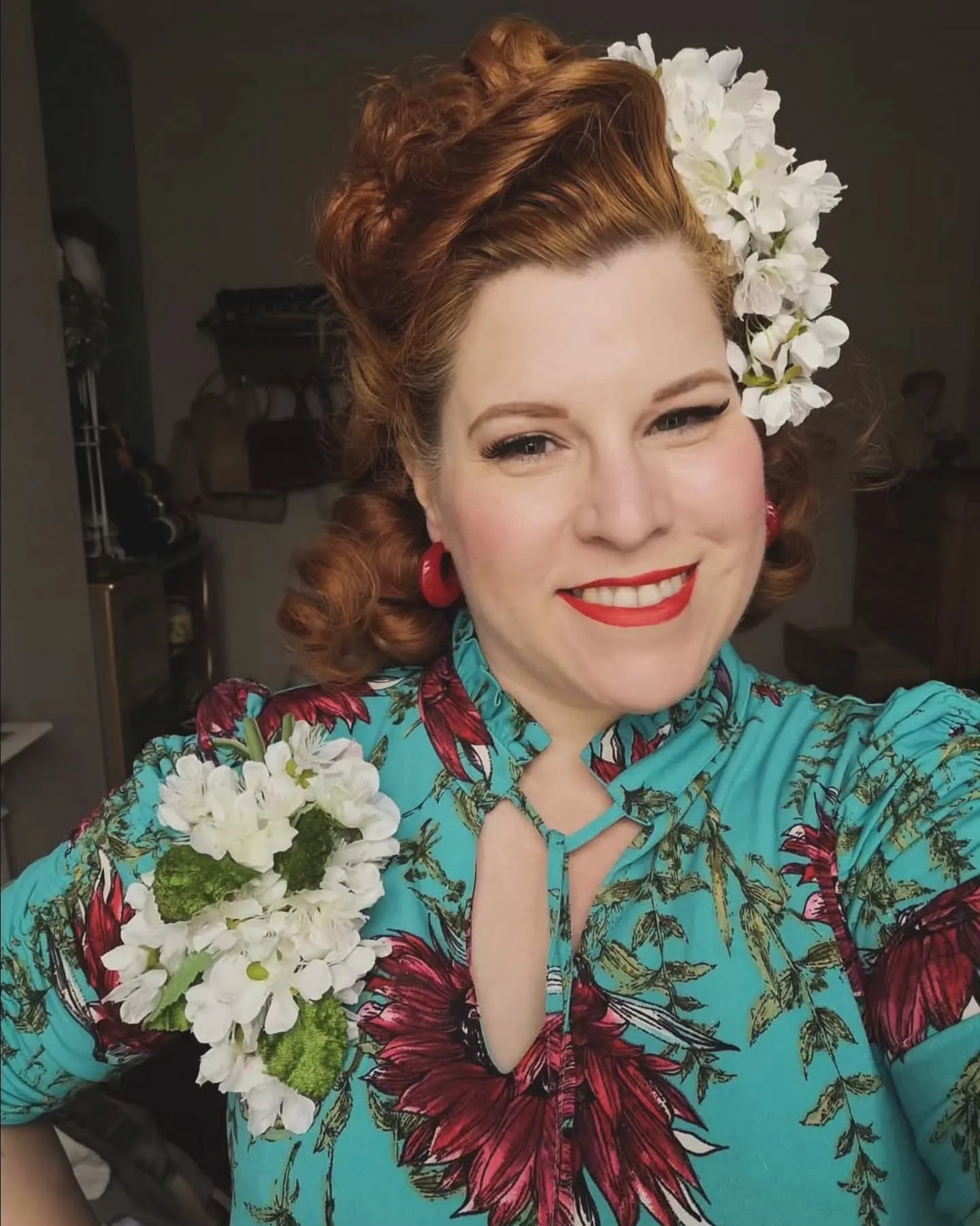 Floral Rolled Updo