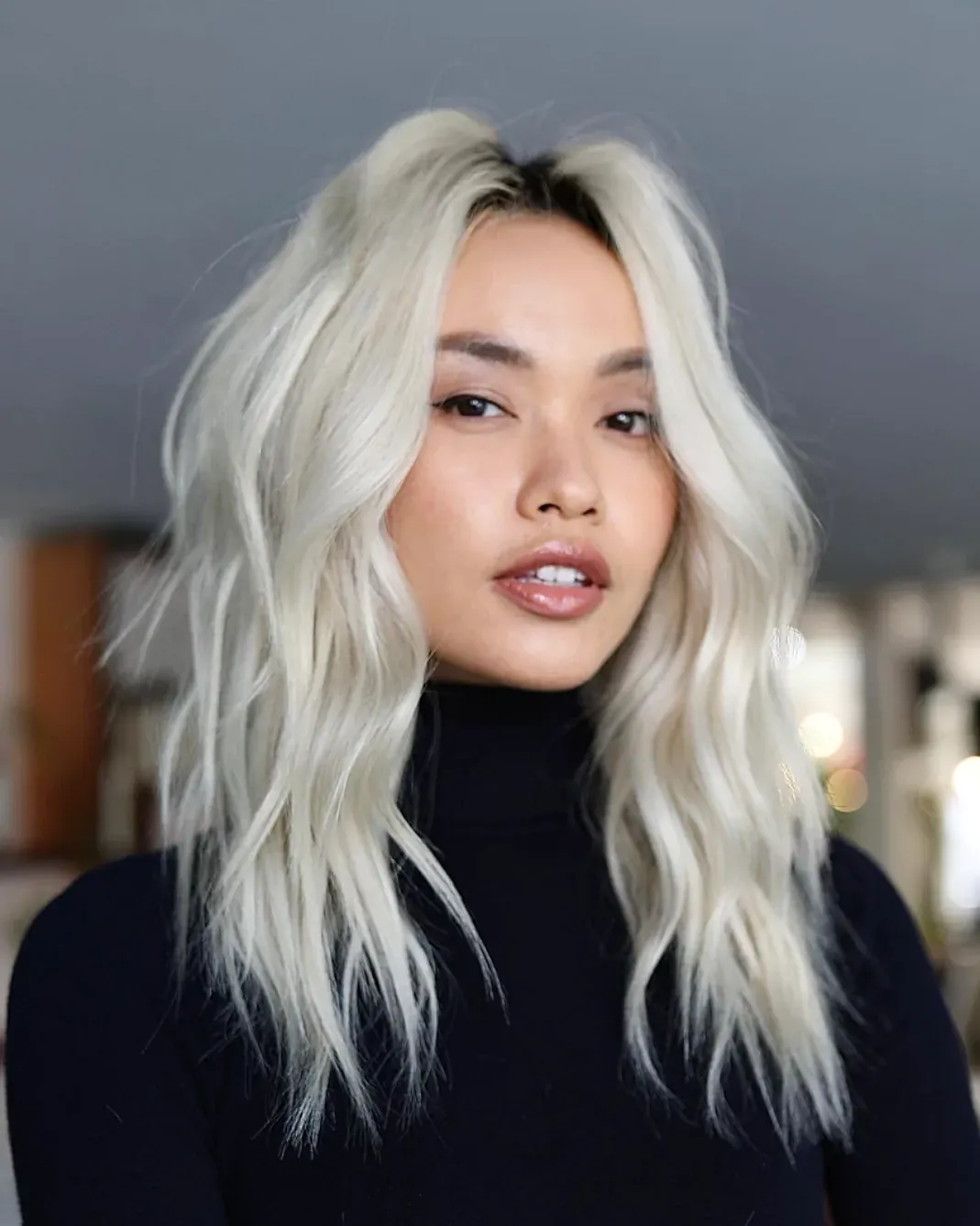 Tousled Platinum Lob
