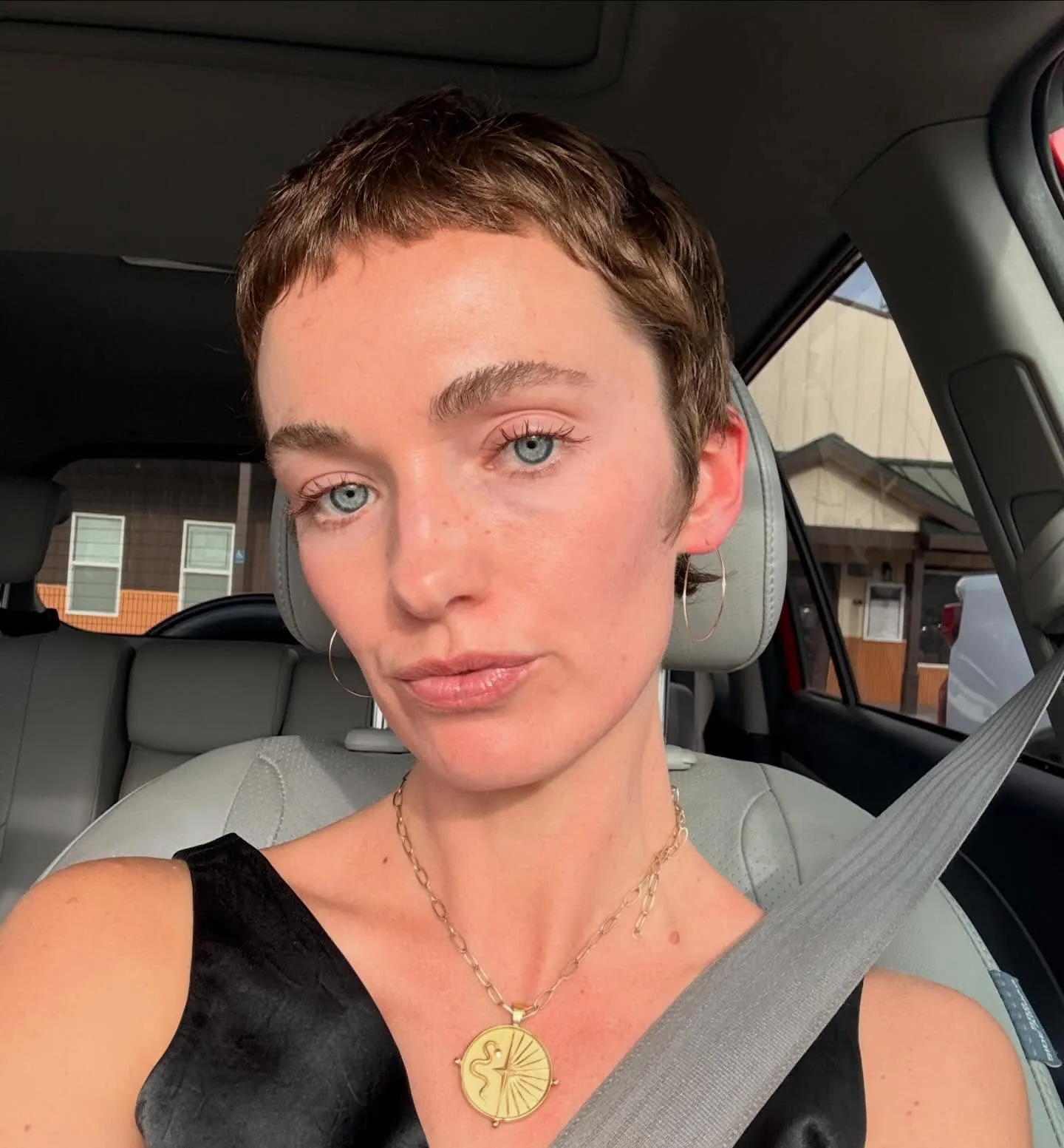 Very short piecey pixie with a soft cropped fringe