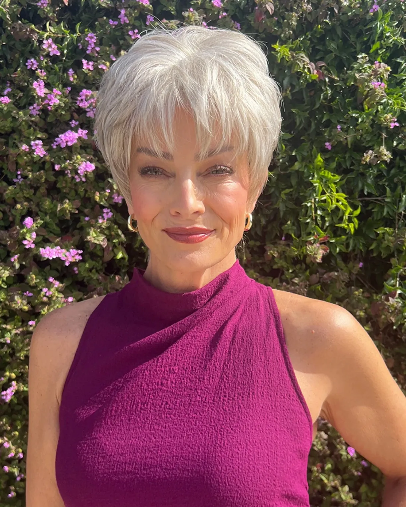 Feathered silver pixie with airy layers and a soft fringe