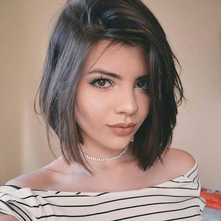 Black Prada bob with side swept piecey front