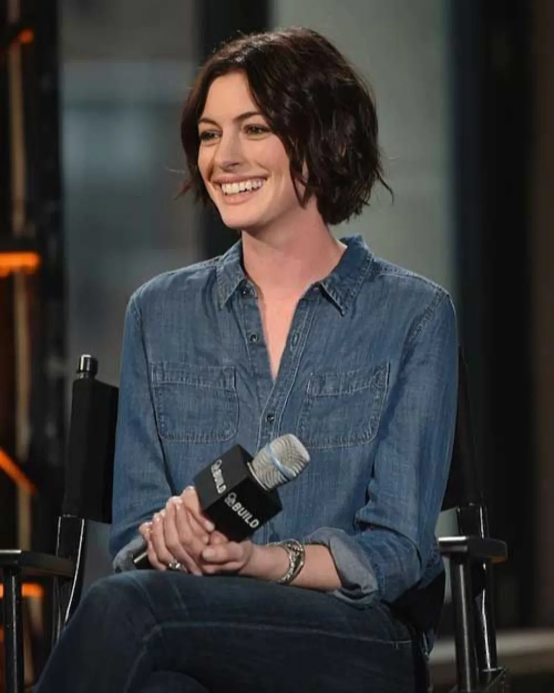 Tousled dark Prada bob with loose movement