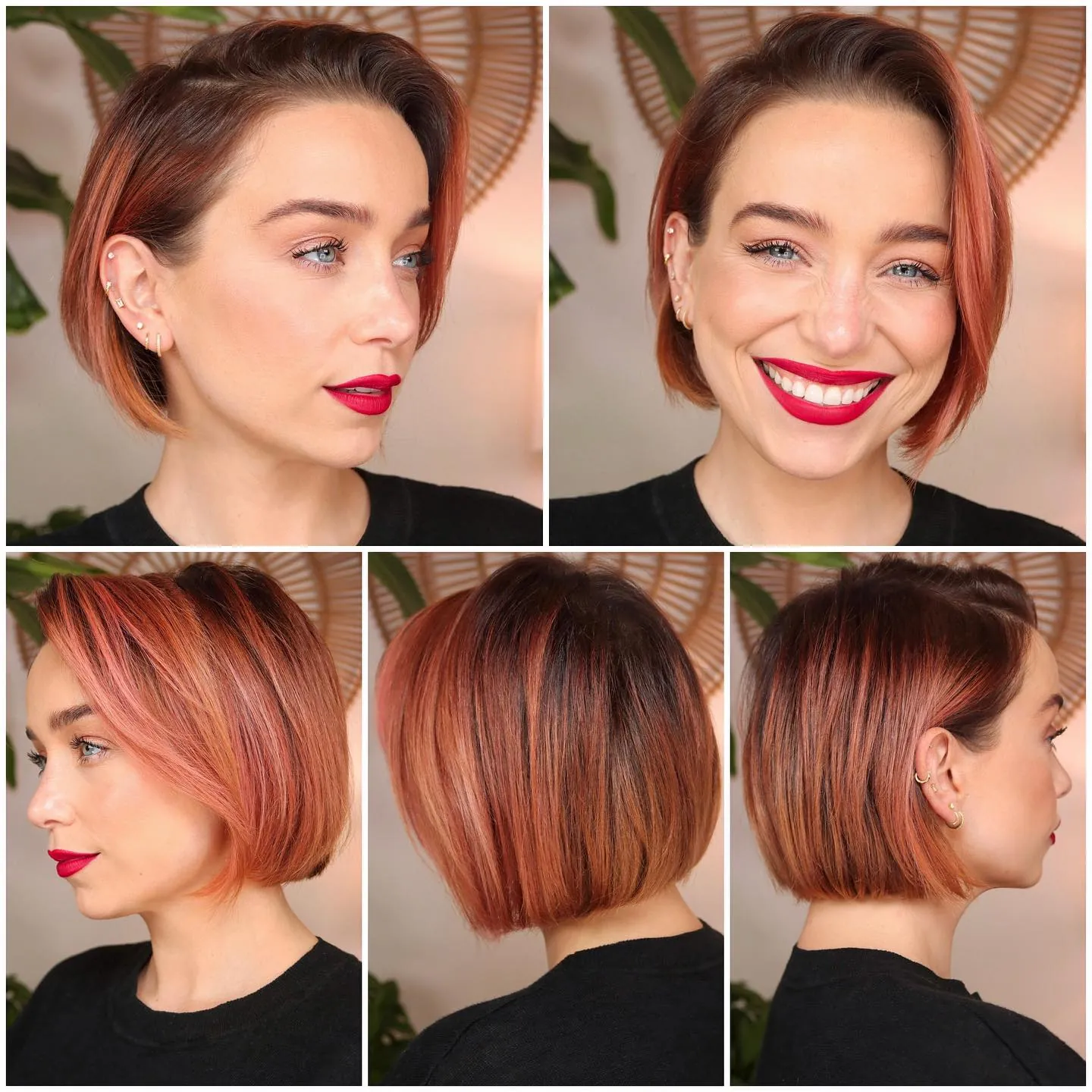 Copper Prada bob with blunt jaw length edge