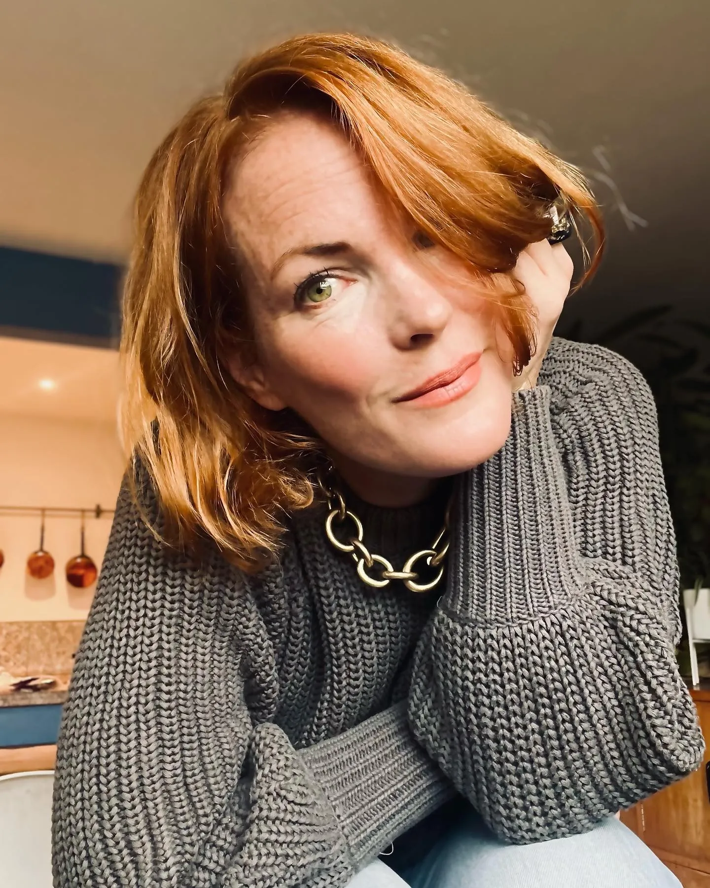 Side-Part Red Bob