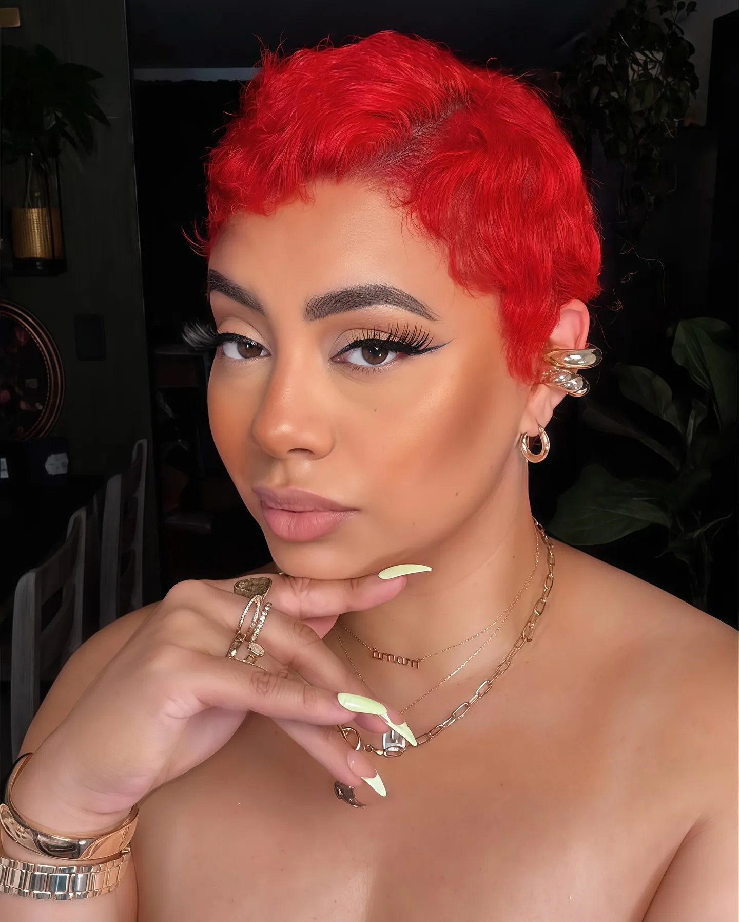 bright textured pixie haircut