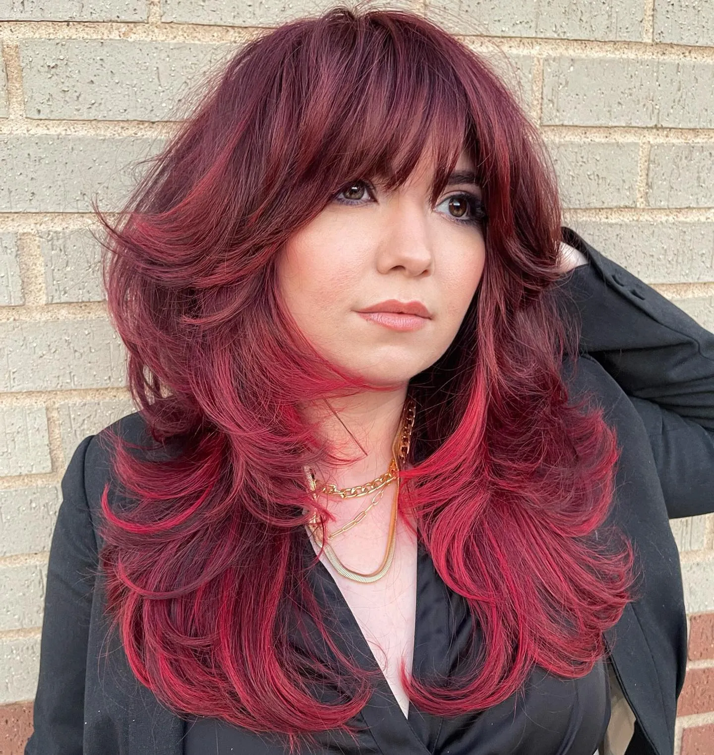 Layered Red Shag