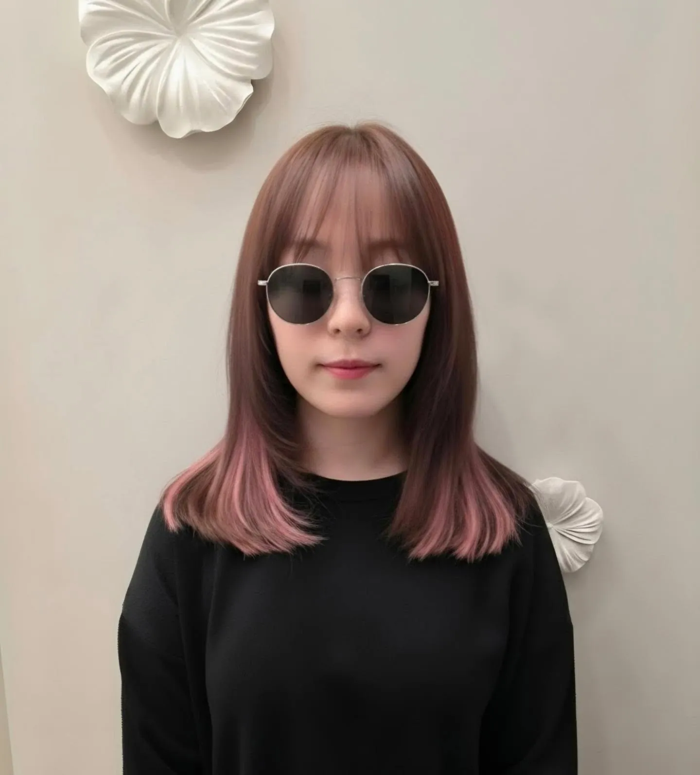 rose brown hair with straight blunt lob