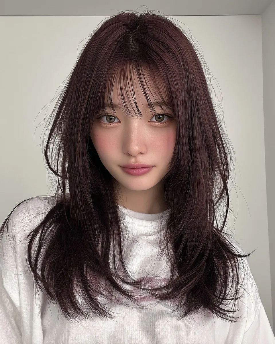 rose brown hair with wispy long layers