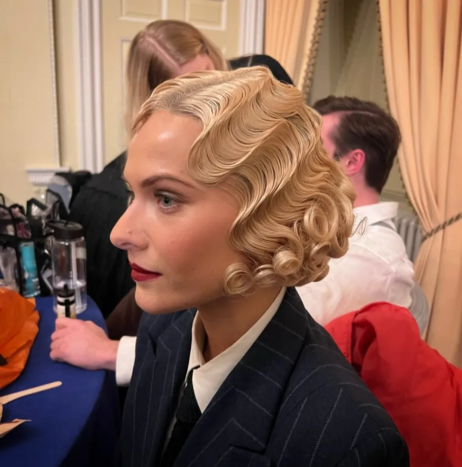 Half-Up Scrunchie Waves with 1980s-inspired volume