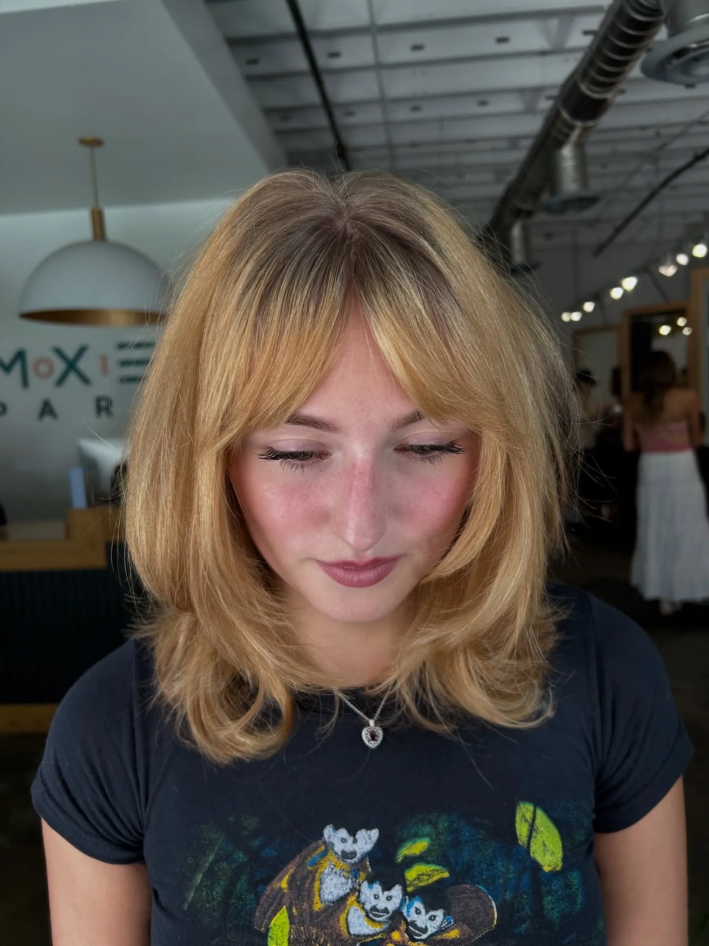 Blonde Layered Lob with 1990s-inspired layers