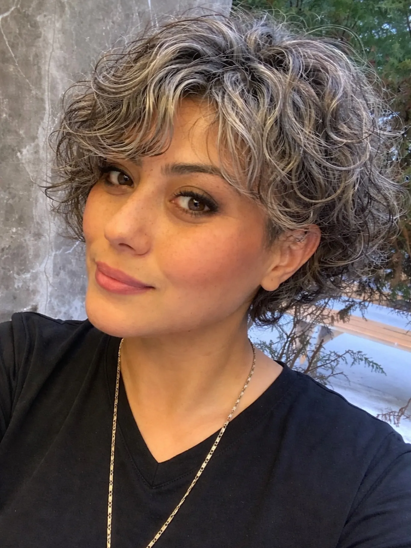 Curly Gray Pixie