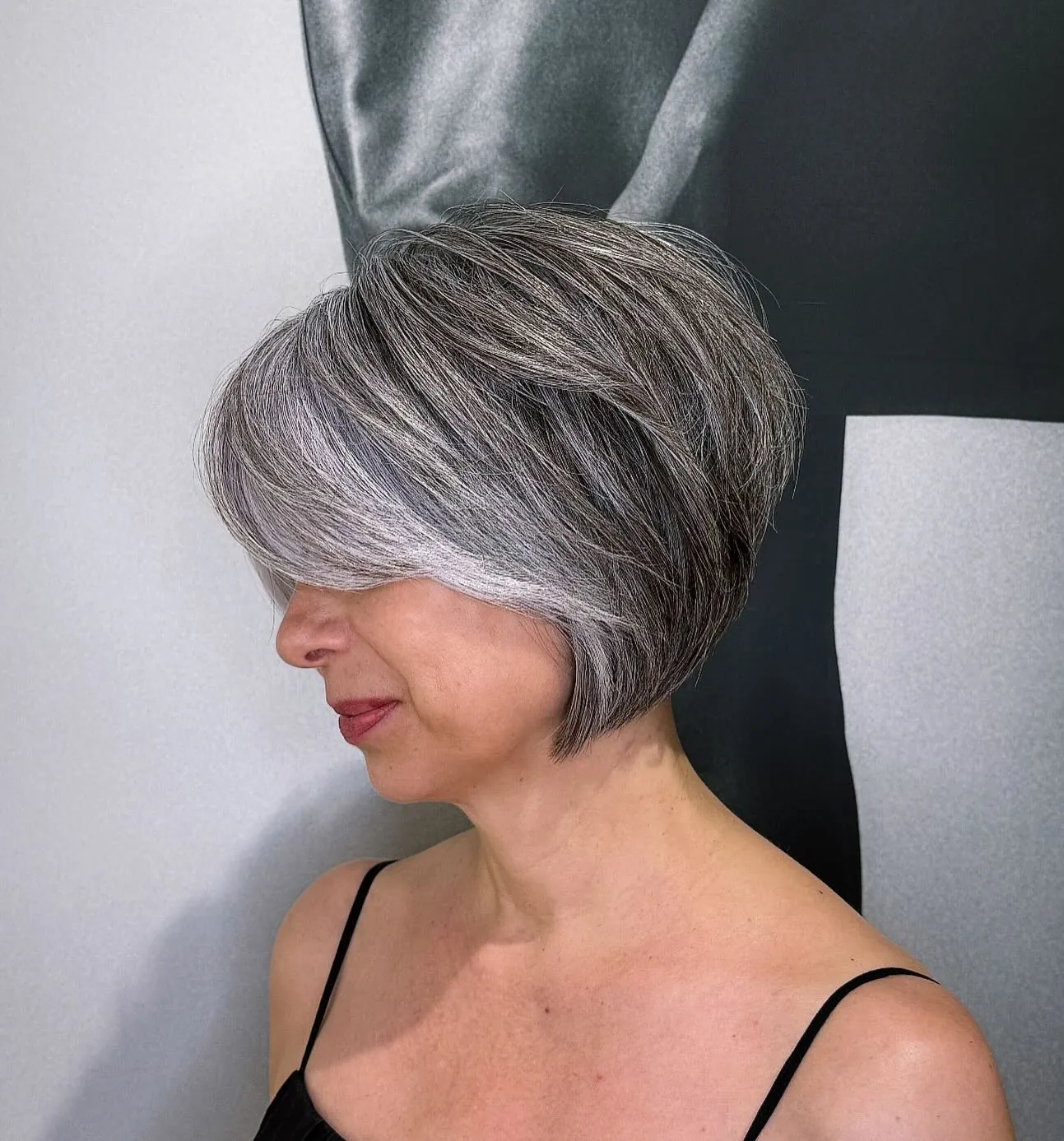 Asymmetrical Gray Bob