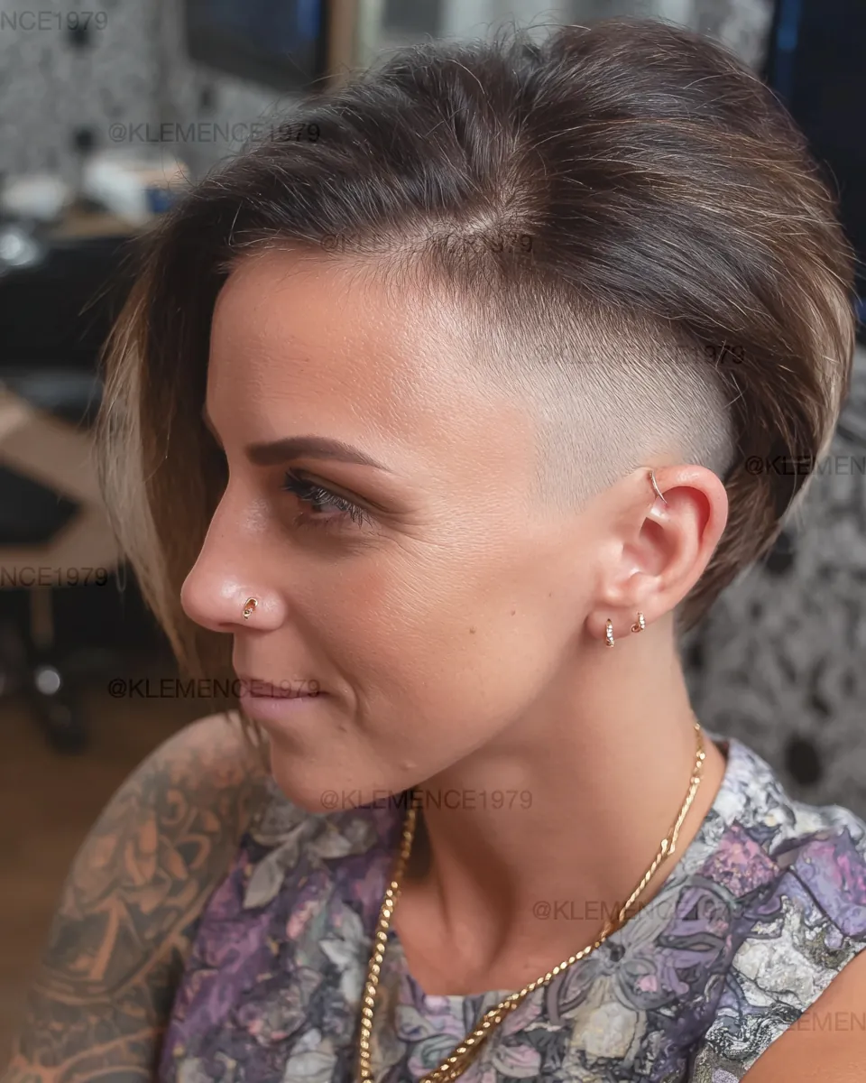 voluminous side undercut short hairstyle