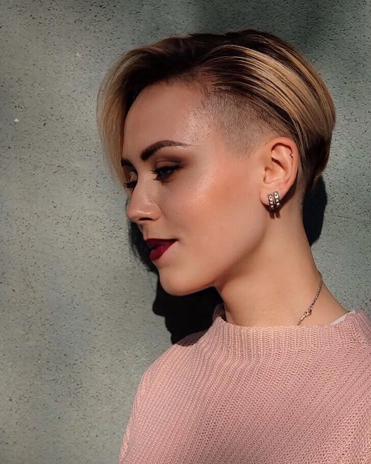 side-swept undercut short hairstyle