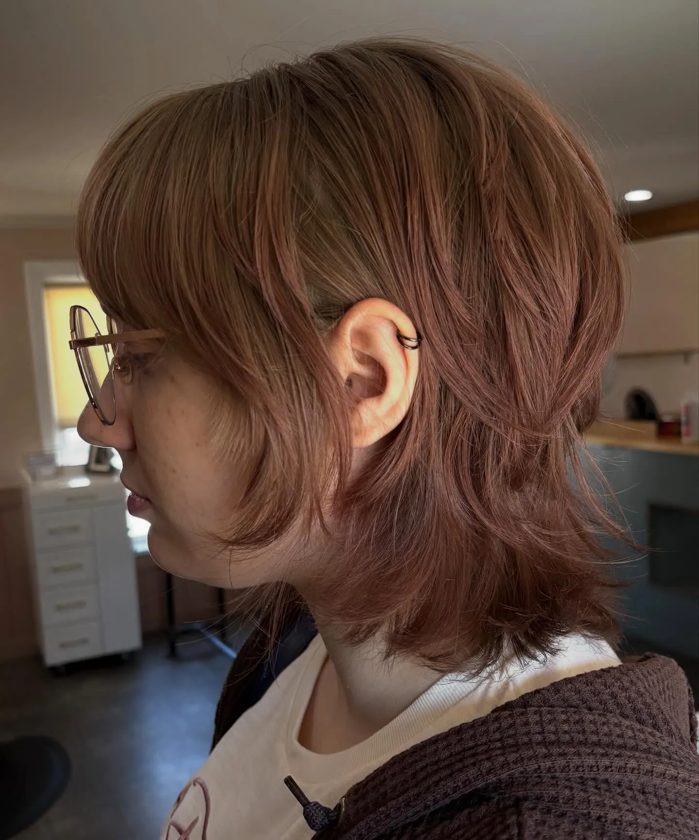 Copper layered bixie with longer nape and side pieces