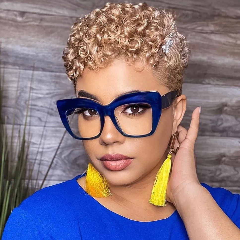 Sculpted curl pixie with close defined curls